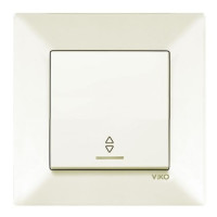 Выключатель одноклавишный проходной с подсветкой крем VIKO MERIDIAN 90970263-WH